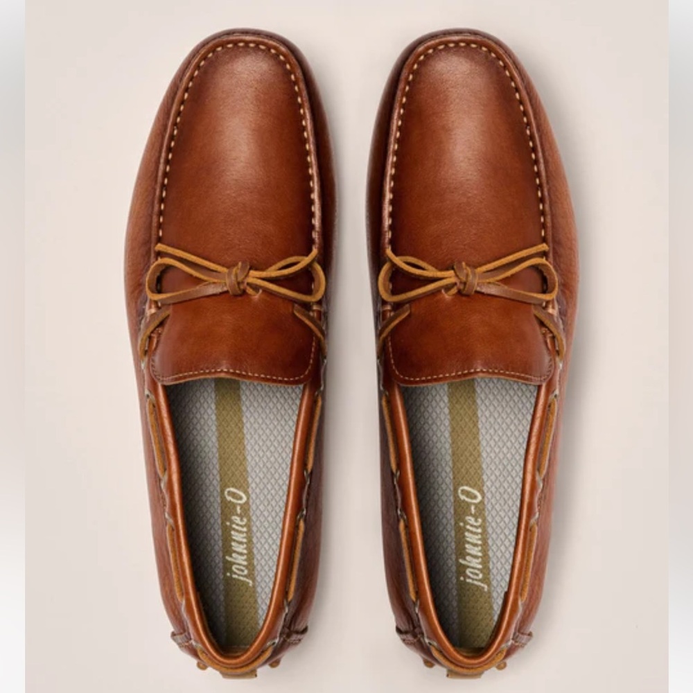 johnnie-O Leather Getaway Driver - Cognac, Size 12